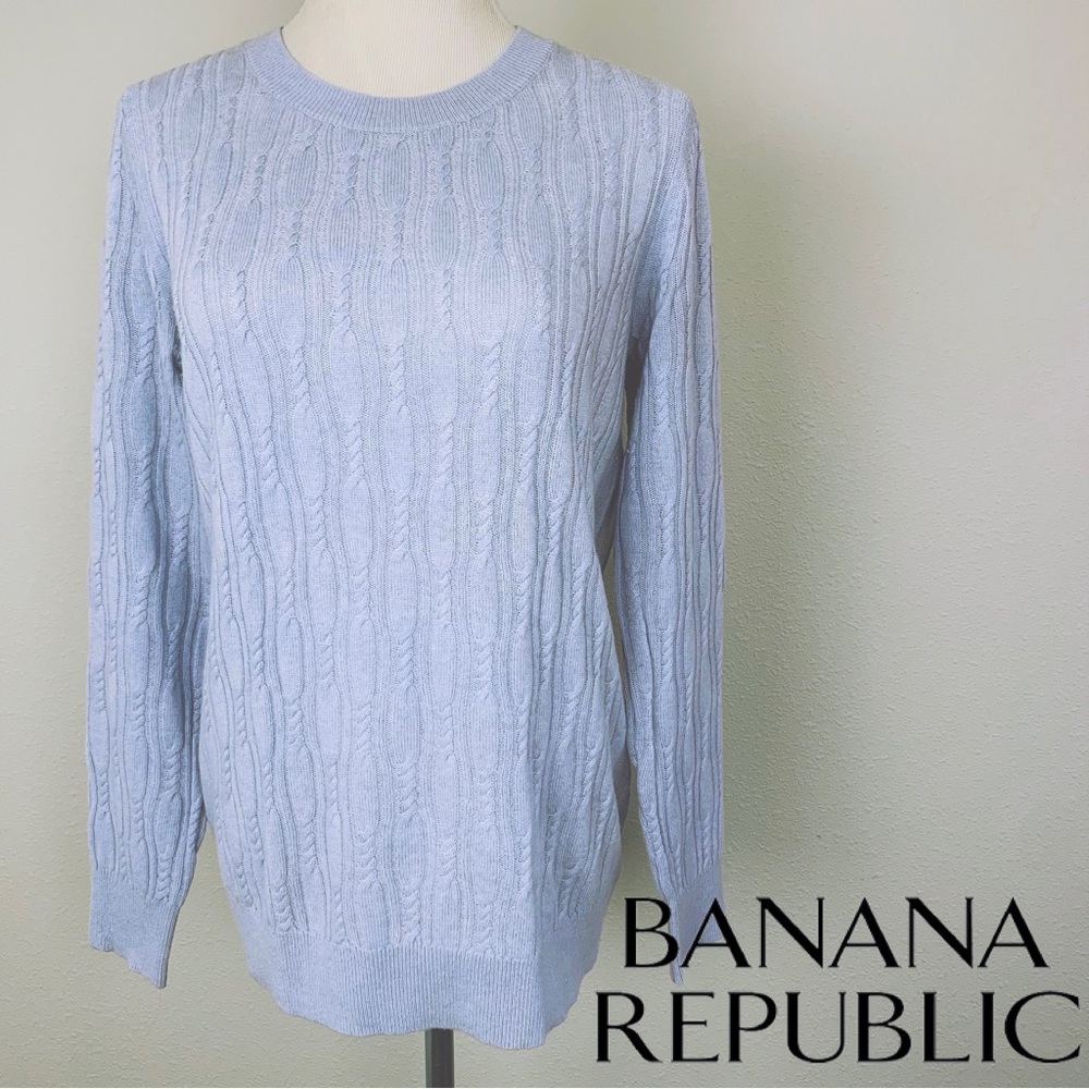 Banana Republic Merino Cashmere Cable Knit Sweater Light Blue‎ Filpucci Medium